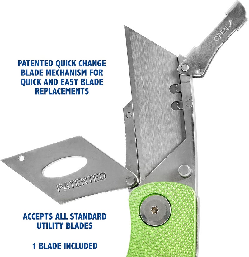 Sheffield Folding Utility Knife, Accepts Standard Utility Knife Blades, Box Cutter Aluminum Handle, Razor Blades Included, For Home, Office, Trades, and Warehouse - Image 4